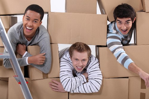 Moving team loading boxes safely into a van