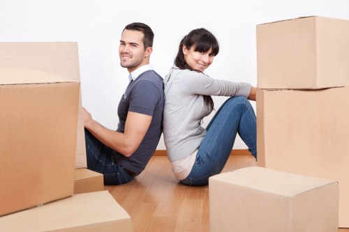Prepared boxes and household items ready for a West Ham move