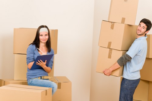 Removal van and boxes prepared for a West Ham property relocation